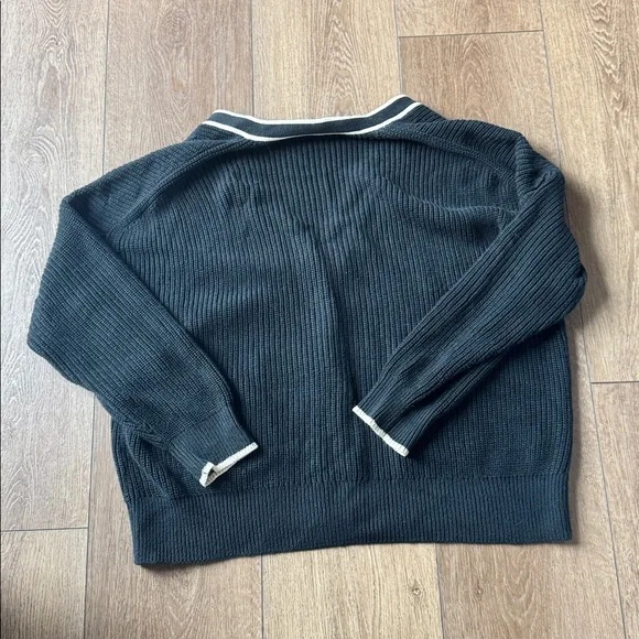 J. Crew Black Cardigan with Cream Contrast Trim - Picture 6 of 6